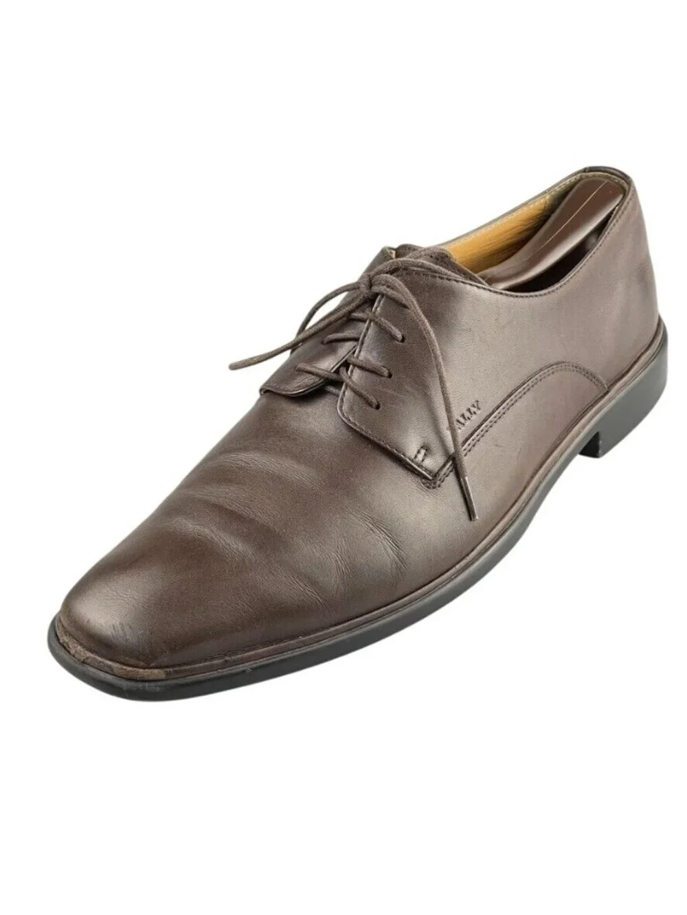 Bally Gabriel Brown Leather Derby Shoes Mens Size 8 E Made In Italy